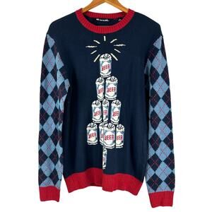 Travis Mathews NWT Good Tidings Beer Can Ugly Christmas Sweater Size XL Holiday